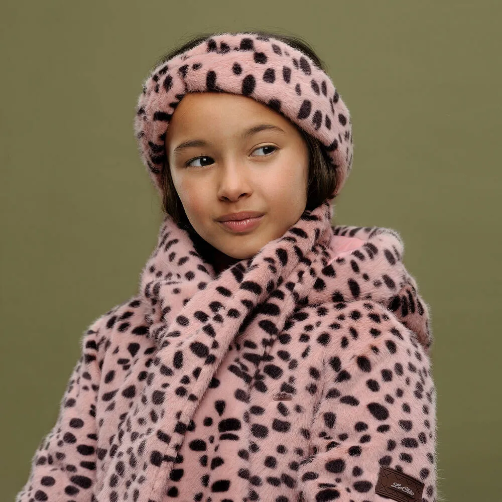 Pink Leopard Faux Fur Scarf