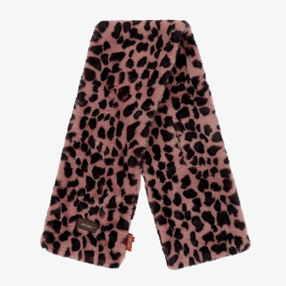 Pink Leopard Faux Fur Scarf