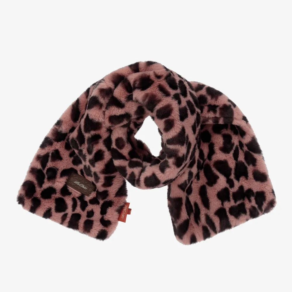 Pink Leopard Faux Fur Scarf