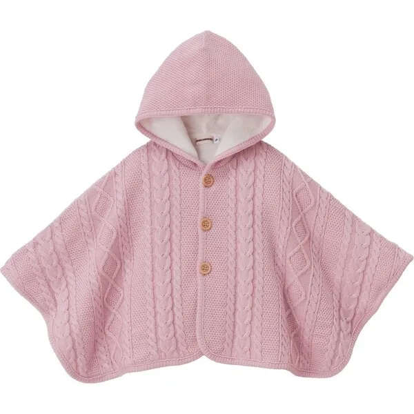 Pink Miki House Cable Knit Poncho