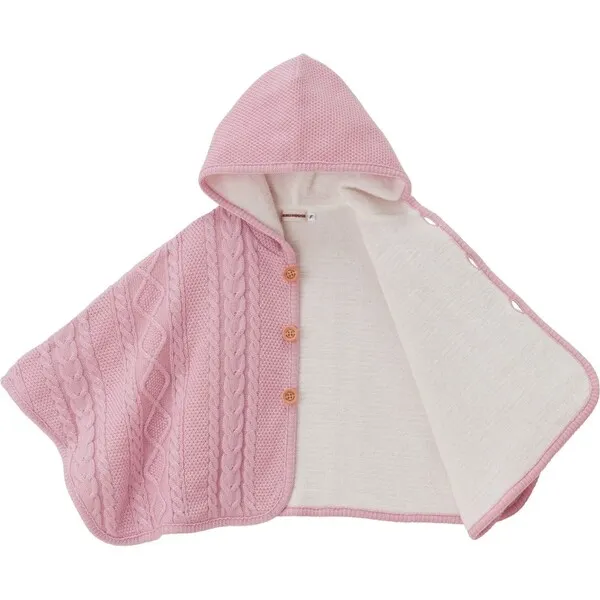 Pink Miki House Cable Knit Poncho