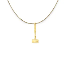 Polished 3D Gavel Necklace 14k Yellow Gold