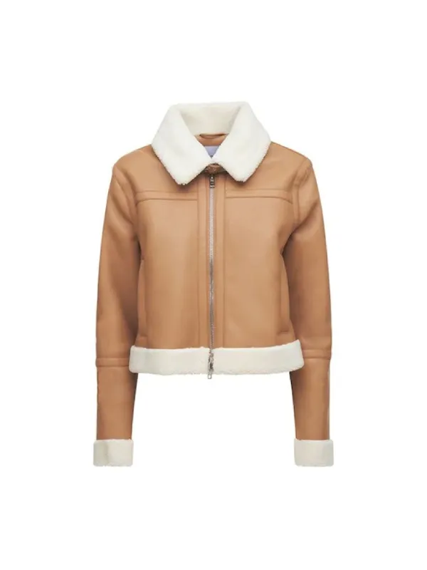 Tan Brown Shearling Jacket Women's