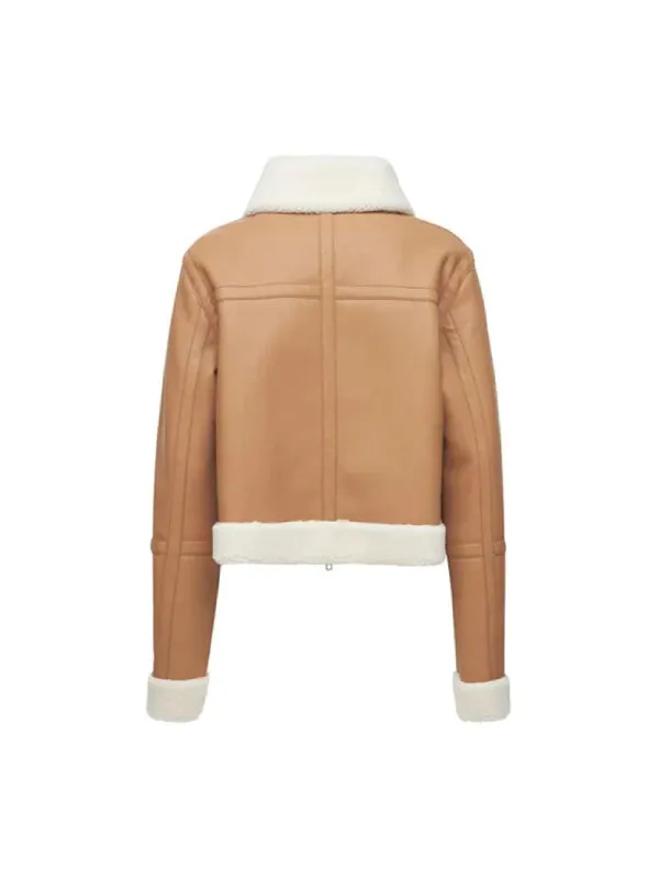 Tan Brown Shearling Jacket Women's