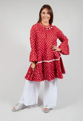 Red and White Polkadot Audrey Long Sleeve Tunic