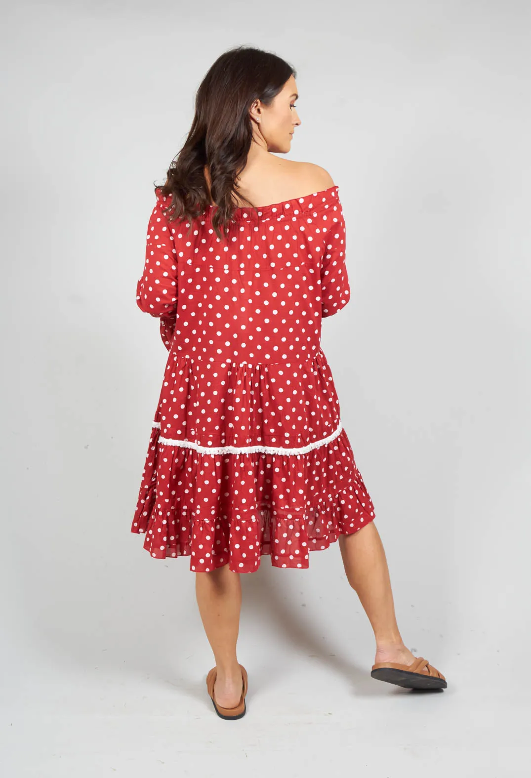 Red and White Polkadot Audrey Long Sleeve Tunic