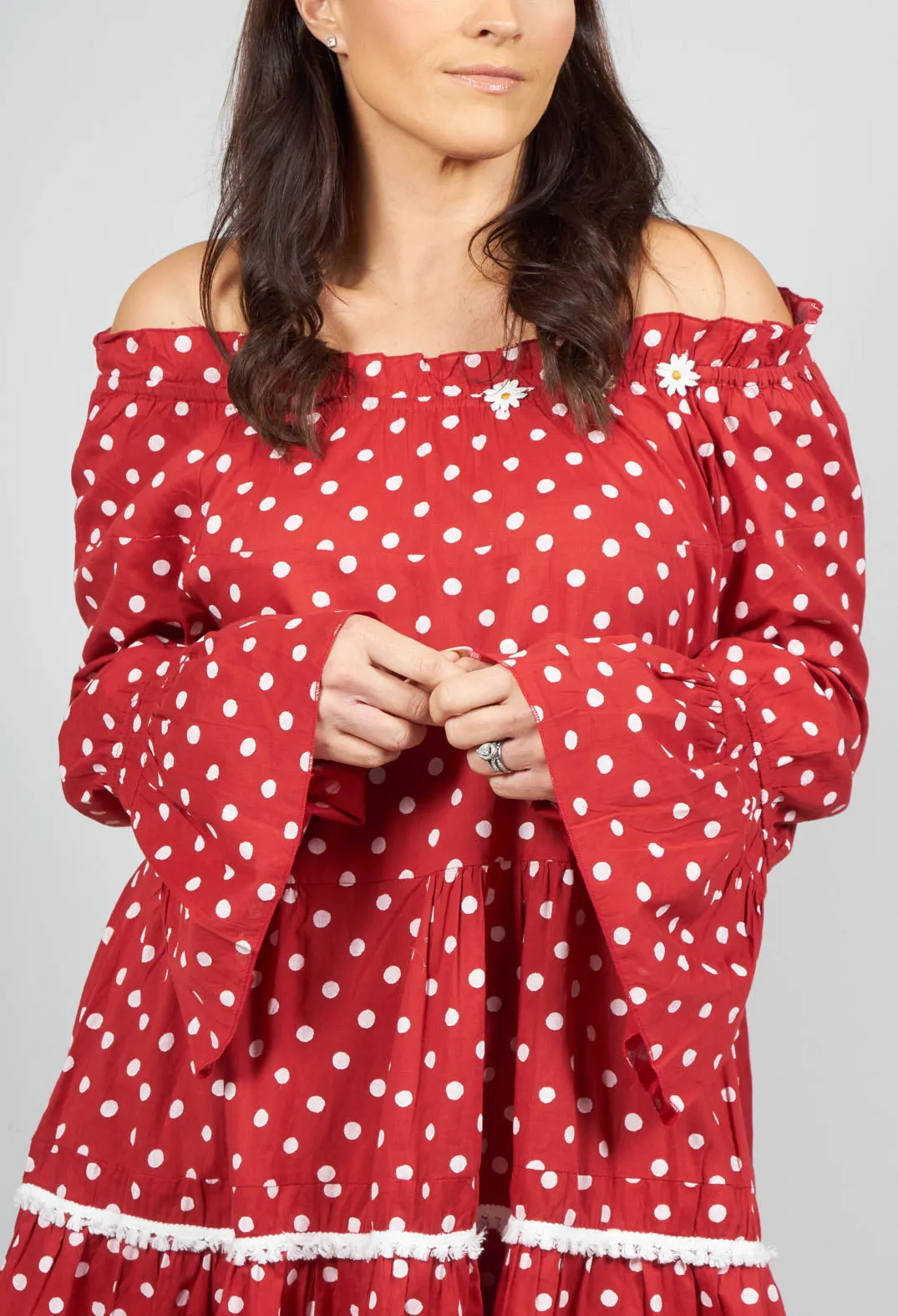 Red and White Polkadot Audrey Long Sleeve Tunic