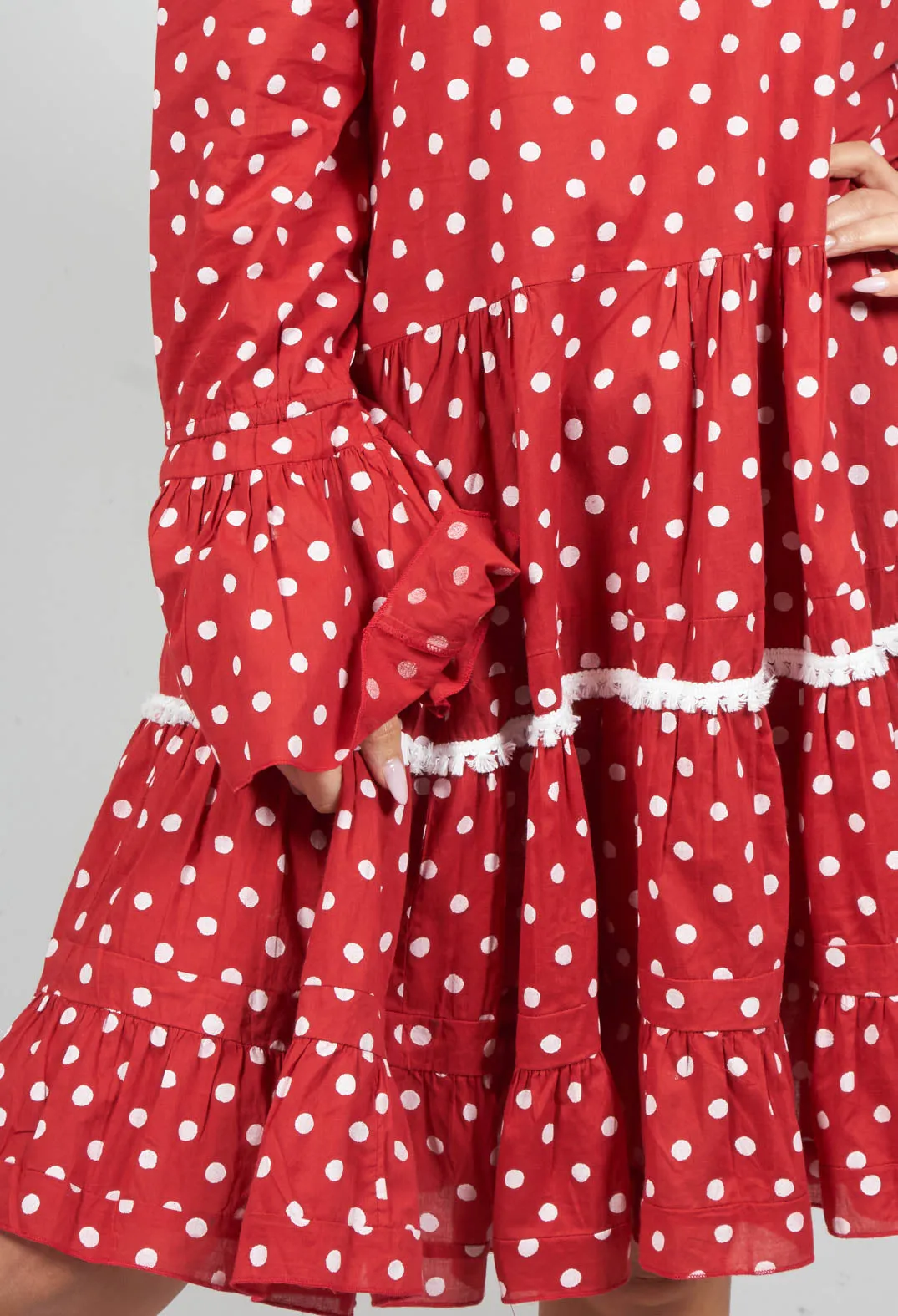 Red and White Polkadot Audrey Long Sleeve Tunic