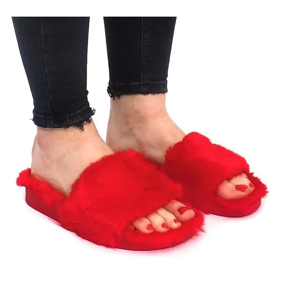 Red Furry Slides 833