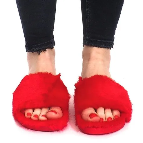 Red Furry Slides 833