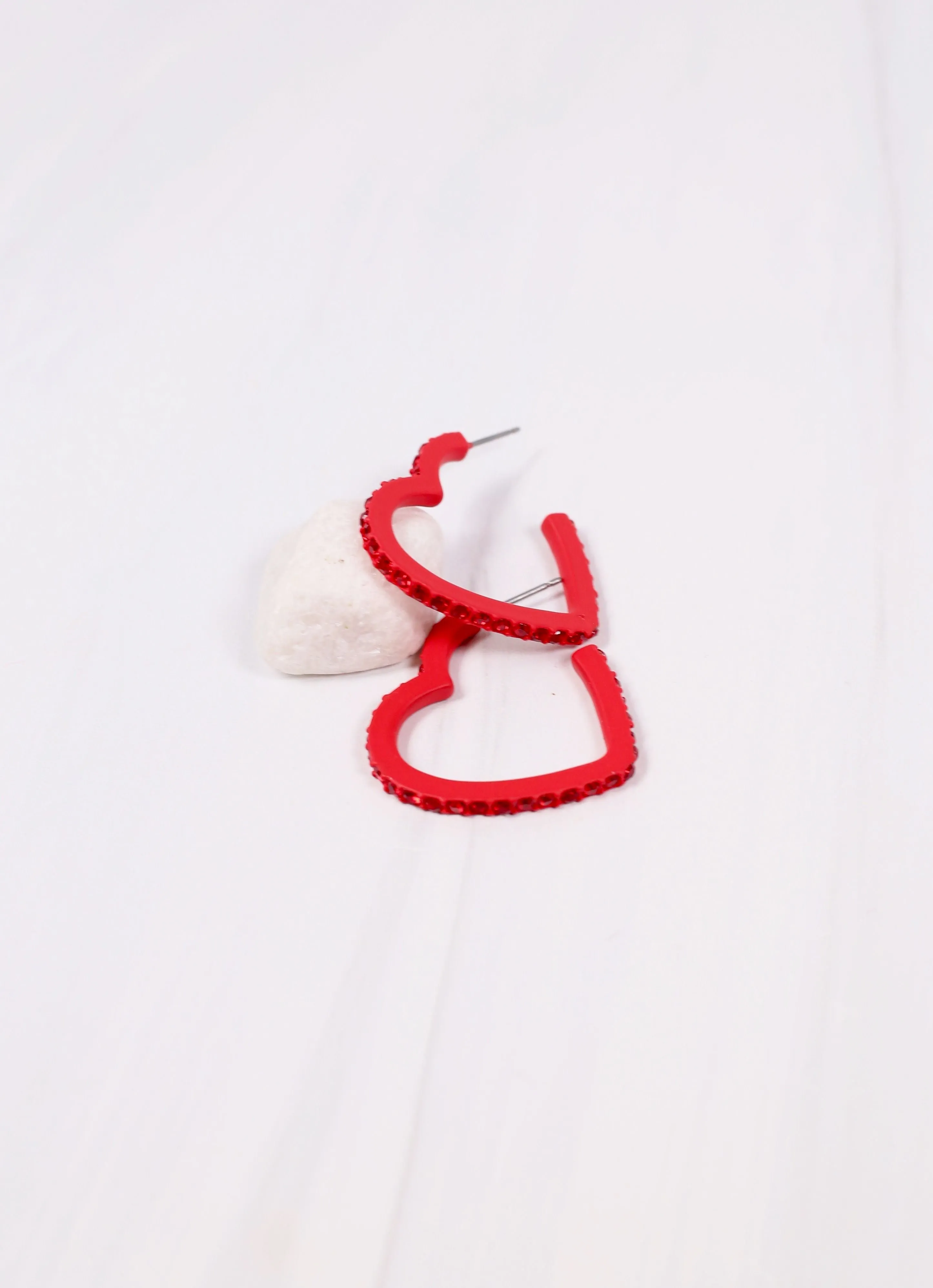 Red Achy Breaky Heart Hoop Earring