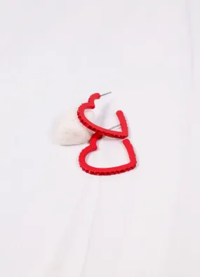 Red Achy Breaky Heart Hoop Earring