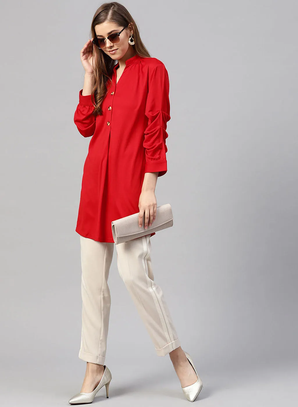 Mandarin Collar Buttoned Tunic