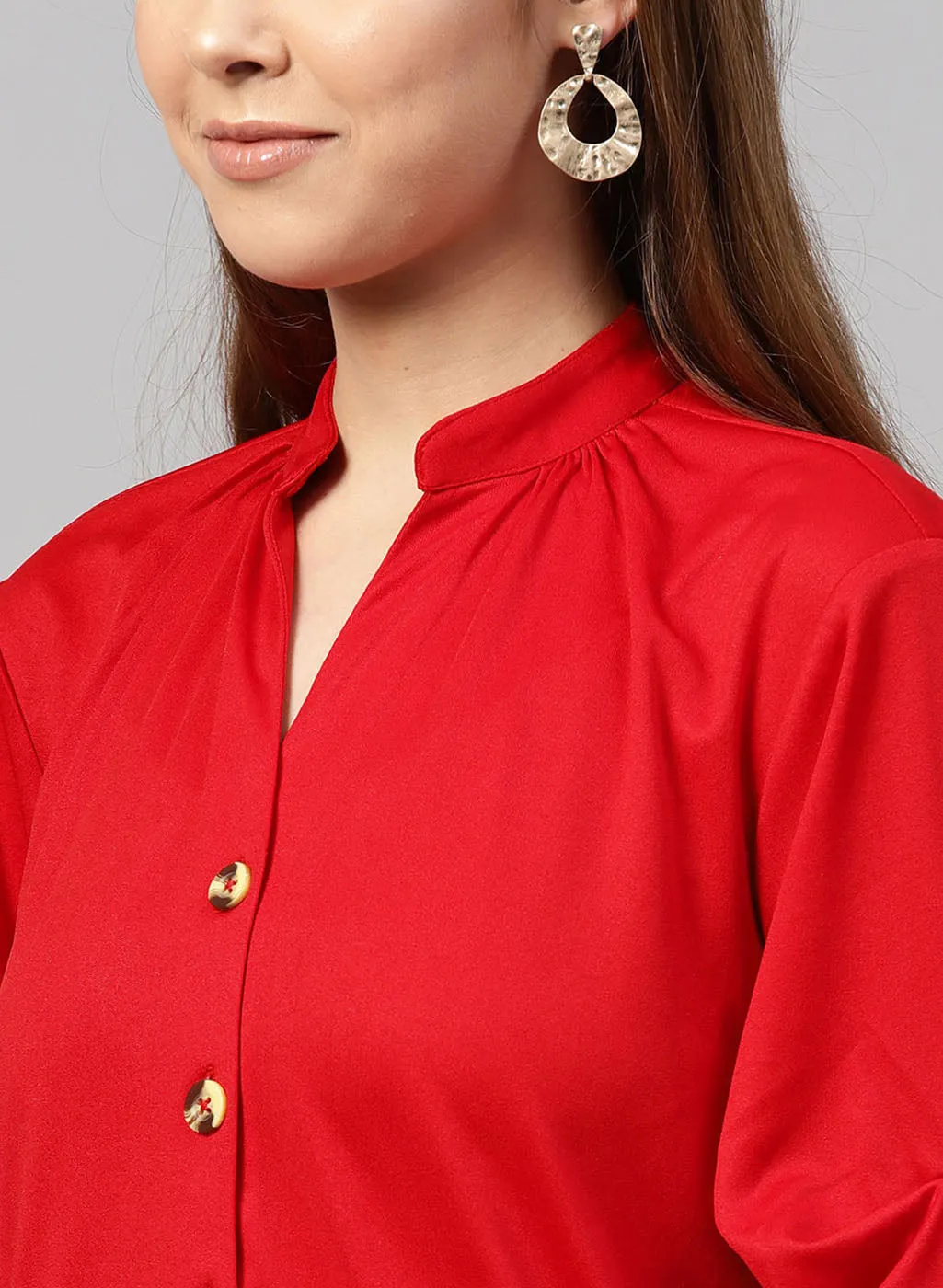 Mandarin Collar Buttoned Tunic