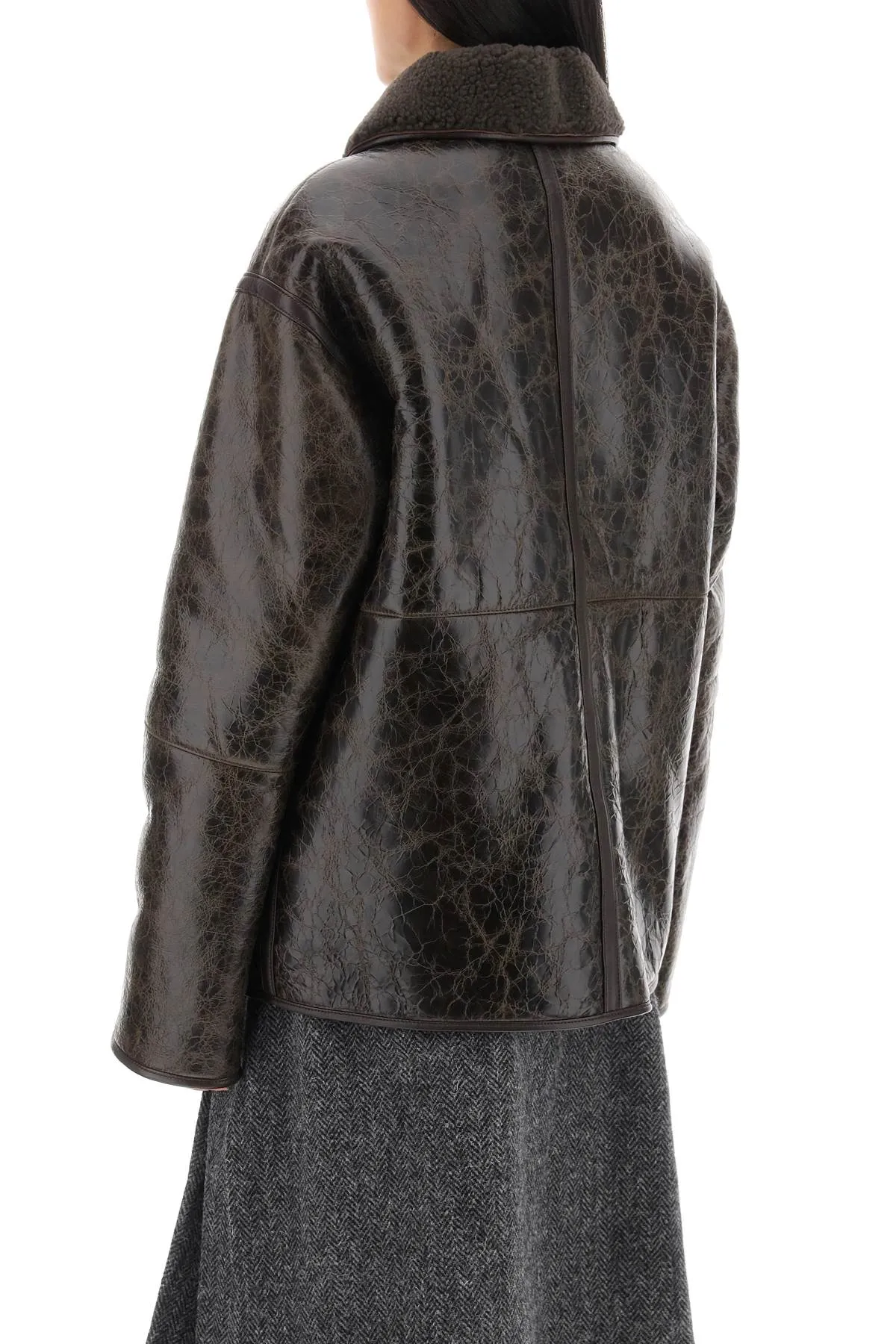 Saks Potts Ada Reversible Shearling Jacket Brown