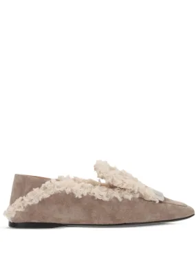 Sergio Rossi square toe faux fur slippers Neutrals