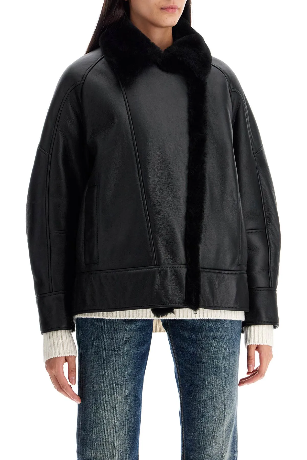 Shearling Jacket 24148300 NERO