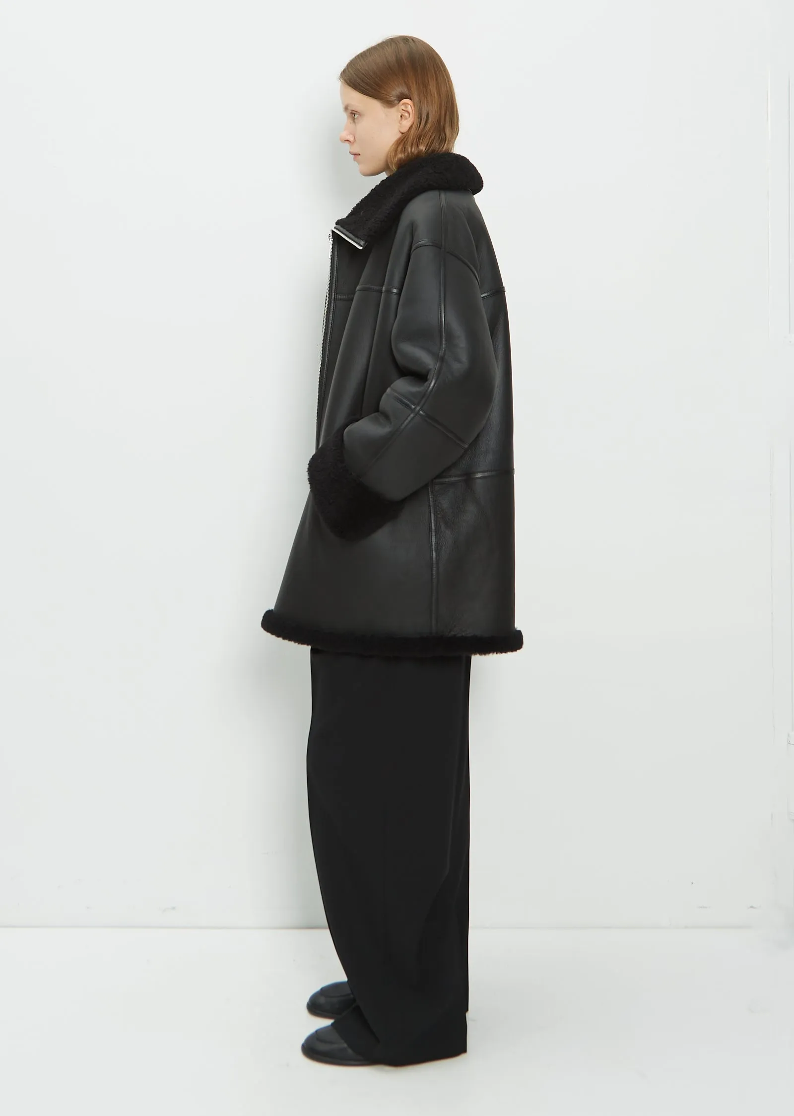 Black Signature Shearling Jacket