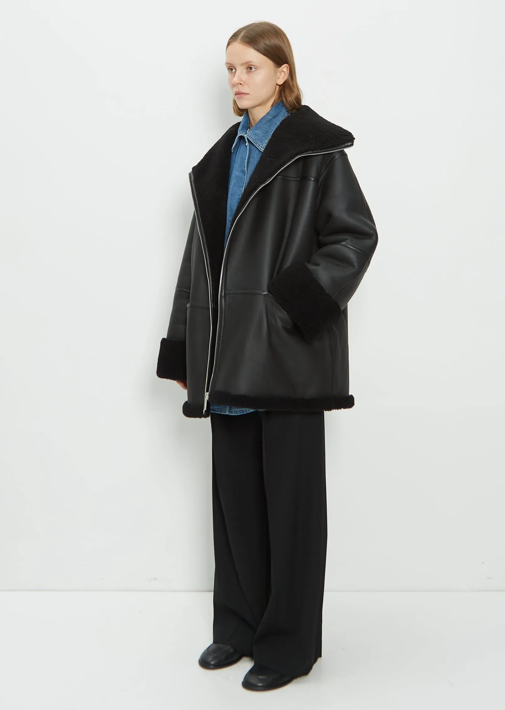 Black Signature Shearling Jacket