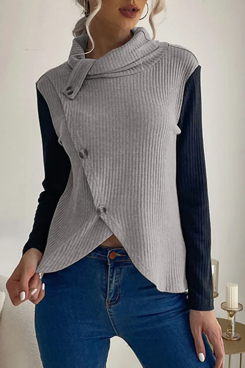 Simple Solid Turtleneck Top