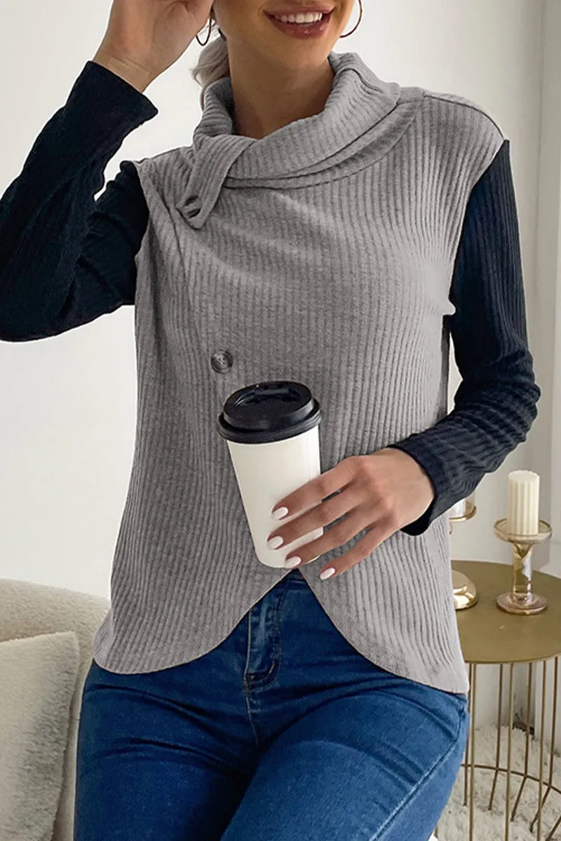 Simple Solid Turtleneck Top