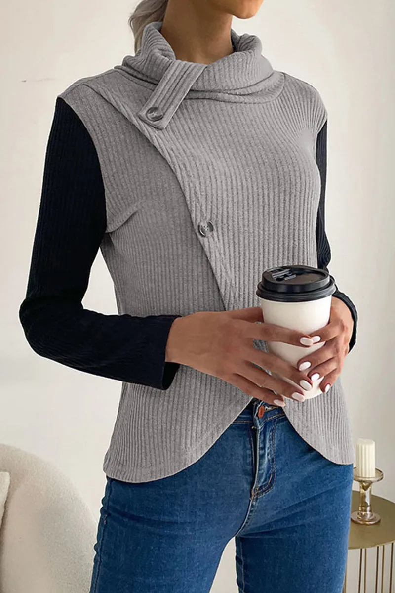 Simple Solid Turtleneck Top