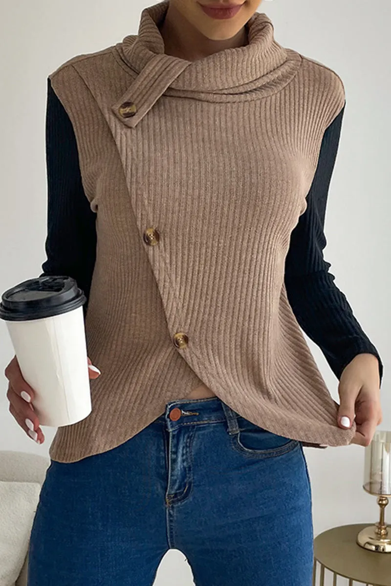 Simple Solid Turtleneck Top