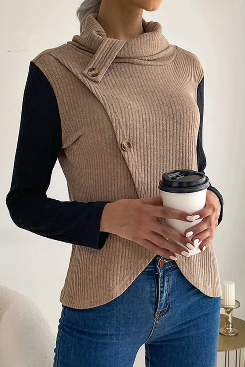 Simple Solid Turtleneck Top