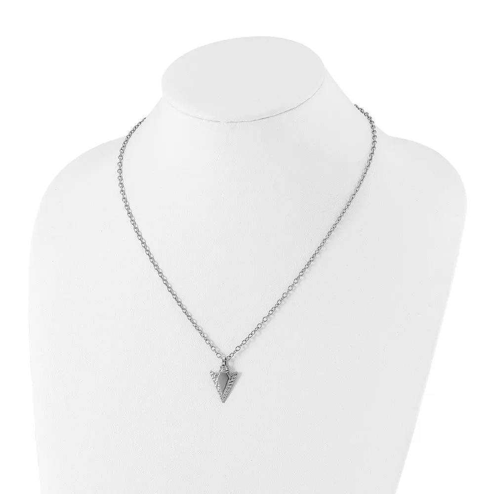 Polished Hammered Stainless Steel Arrowhead Necklace