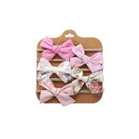 5-Piece Bow Headband Set Pink Pearl