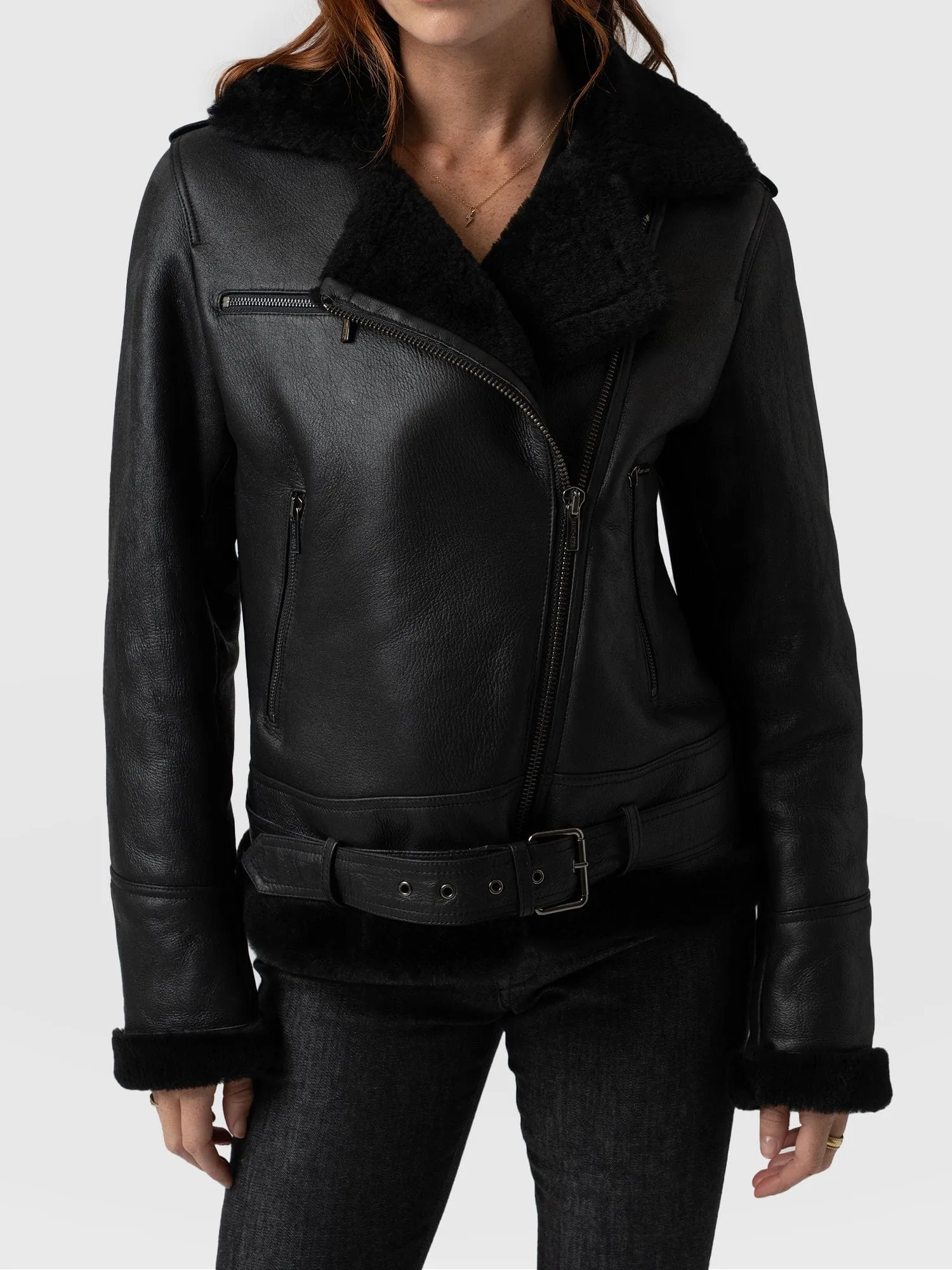 Black Spitfire Shearling Jacket