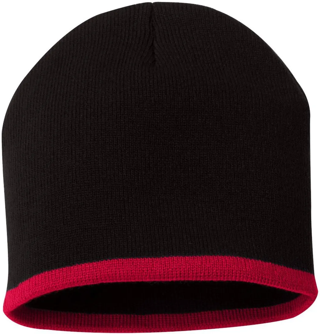 Sportsman Striped Knit Beanie in Black