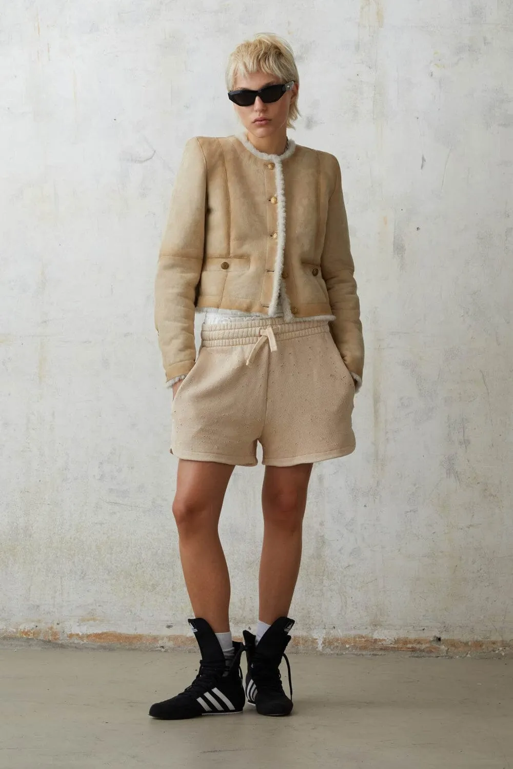 Stylish Sand Sherling Alice Jacket by HALFBOY