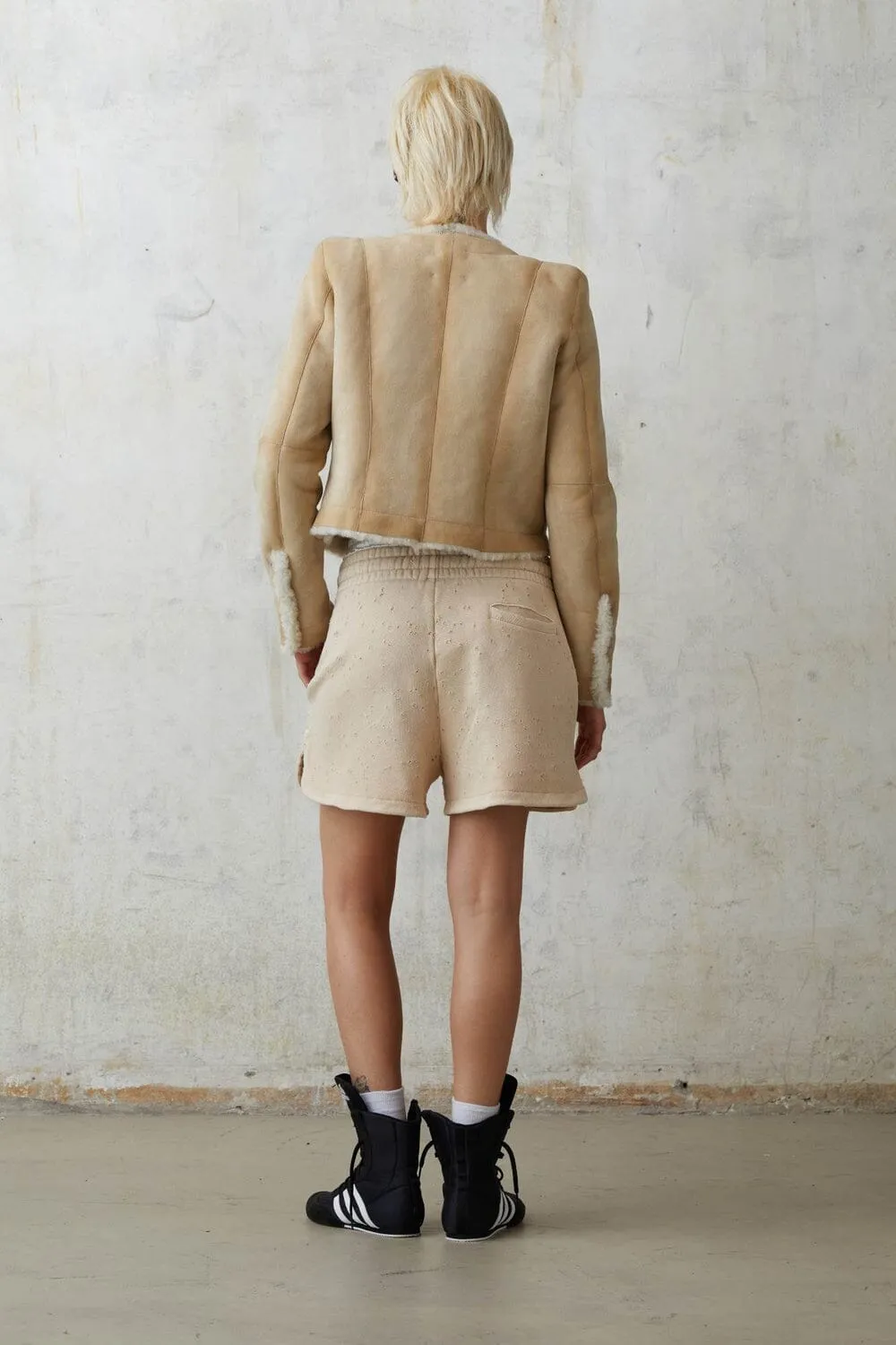 Stylish Sand Sherling Alice Jacket by HALFBOY