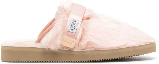 Suicoke Zavo-2eu Faux-Fur Slippers Pink