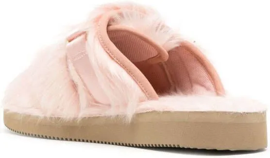 Suicoke Zavo-2eu Faux-Fur Slippers Pink