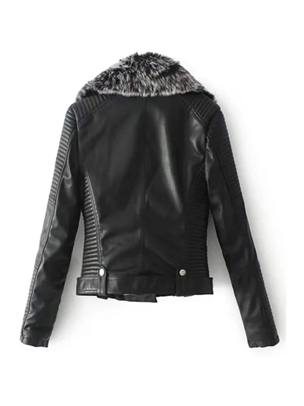 Quilted Shearling Motorcycle Jacket Women's