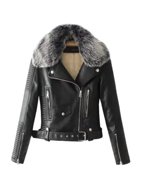 Quilted Shearling Motorcycle Jacket Women's