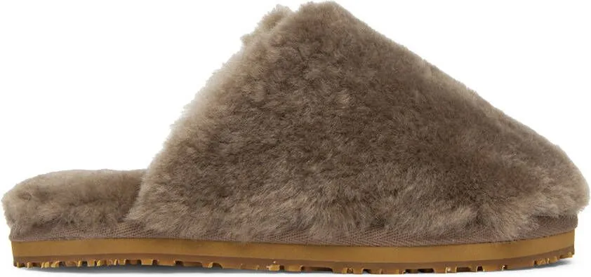 Taupe Sheepskin Fur Slippers by Mou