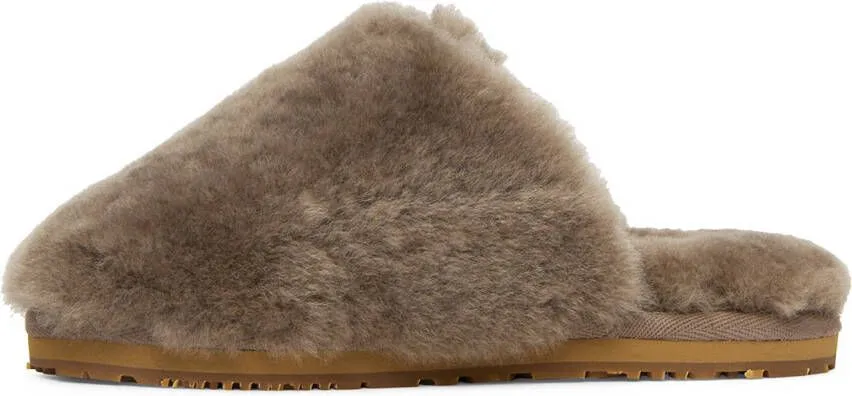 Taupe Sheepskin Fur Slippers by Mou