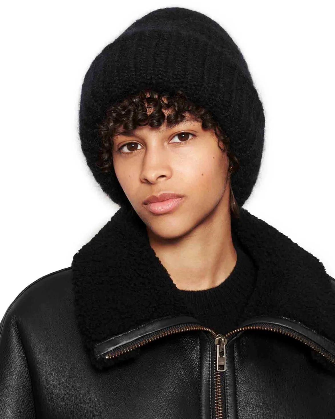 Teurn Studios Mohair Knit Black Beanie