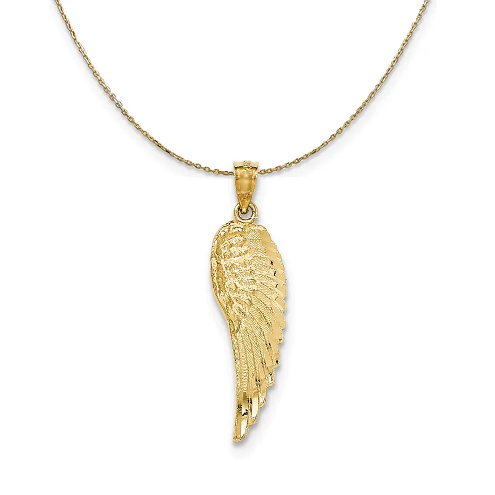 14k Gold Textured Angel Wing Pendant