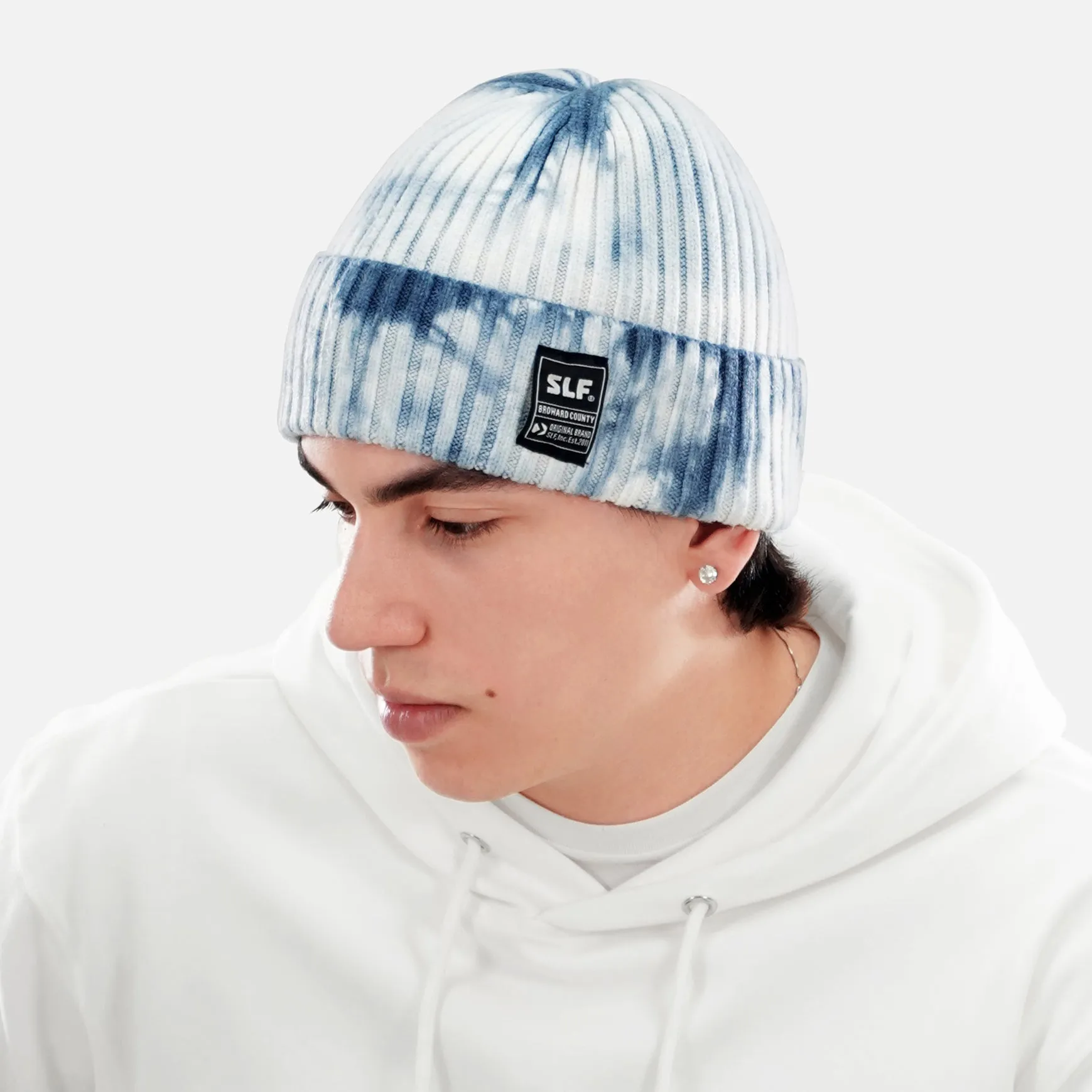 Tie-Dye Blue Knit Beanie