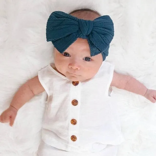 Top Knot Double Bow Headband in Lipstick