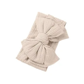 Top Knot Double Bow Headband in Sand