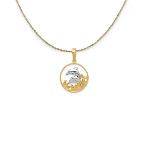 Double Dolphins Circle Necklace