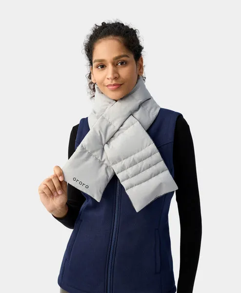 Unisex Heated Puffer Down Scarf Light Gray