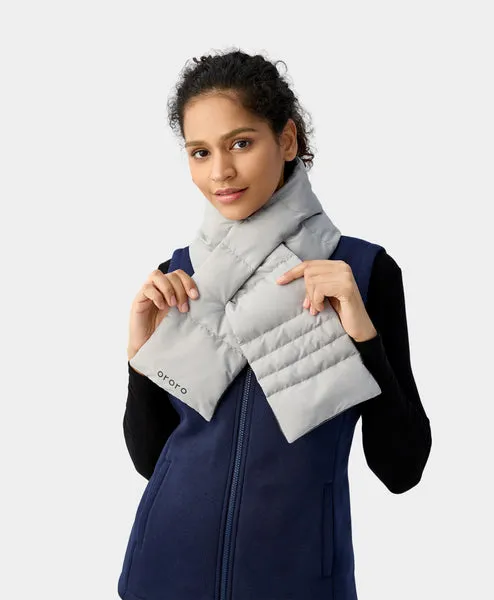 Unisex Heated Puffer Down Scarf Light Gray