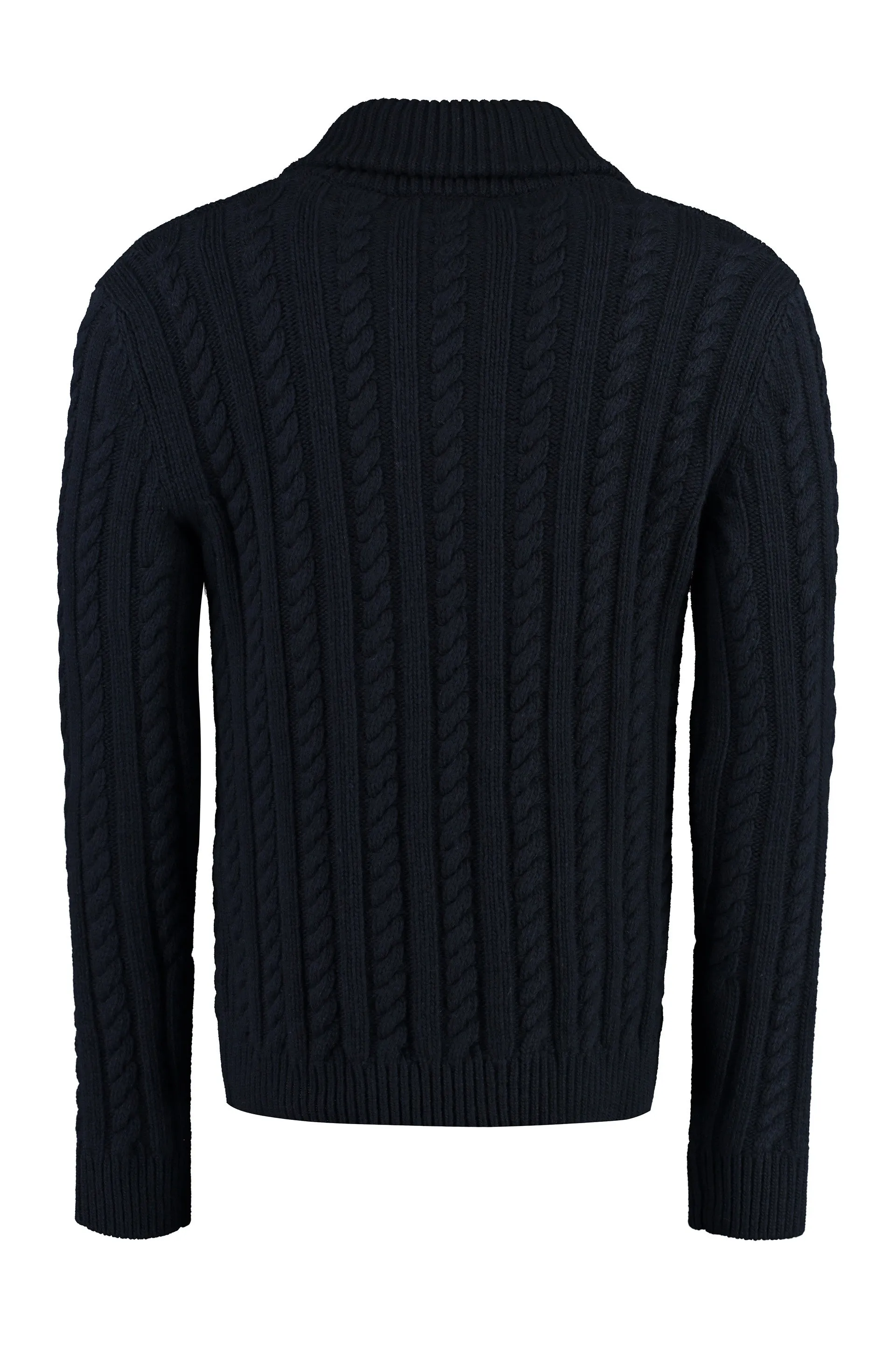 VALENTINO Mens Blue Cable Knit Sweater for FW23