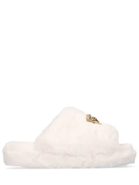 Versace Faux Fur Slide Sandals